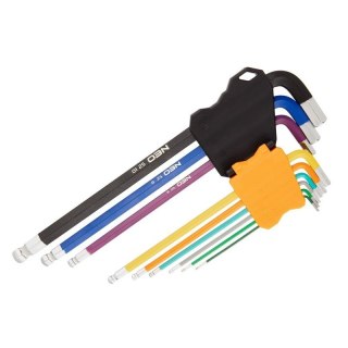 KLUCZE SZEŚCIOKĄTNE 1.5-10MM KOLOROWE IMBUSOWE Z KULKĄ DŁUGIE 09-512 NEO TOOLS
