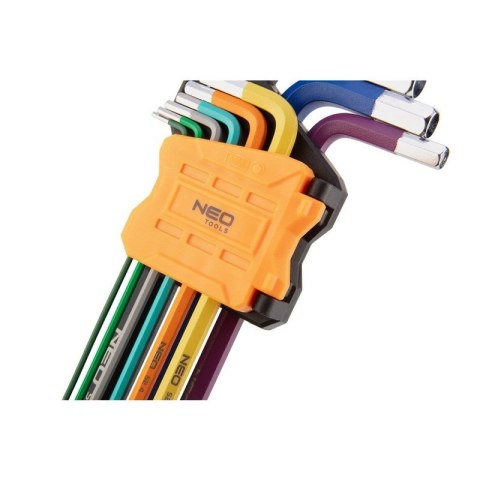 KLUCZE SZEŚCIOKĄTNE 1.5-10MM KOLOROWE IMBUSOWE Z KULKĄ DŁUGIE 09-512 NEO TOOLS
