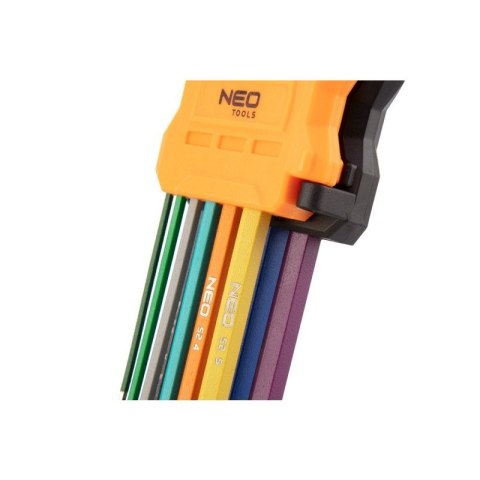 KLUCZE SZEŚCIOKĄTNE 1.5-10MM KOLOROWE IMBUSOWE Z KULKĄ DŁUGIE 09-512 NEO TOOLS
