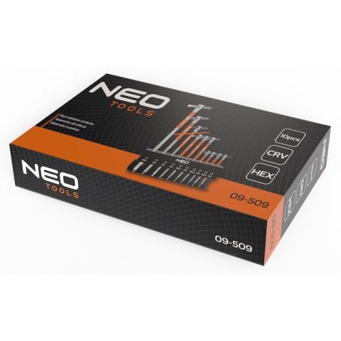Klucze trzpieniowe z przetyczką imbusowe zestaw 10 szt w stojaku 2-10 mm NEO TOOLS 09-509