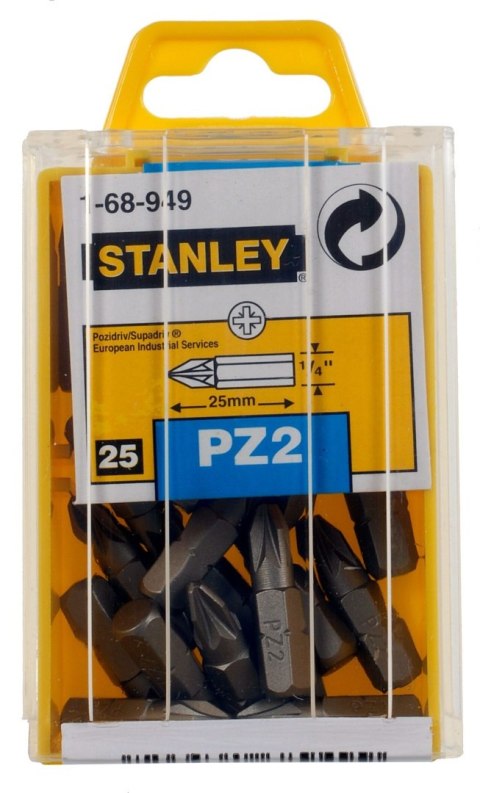 Końcówka PZ2 krótka 1/4" (25 szt.) Stanley 1-68-949