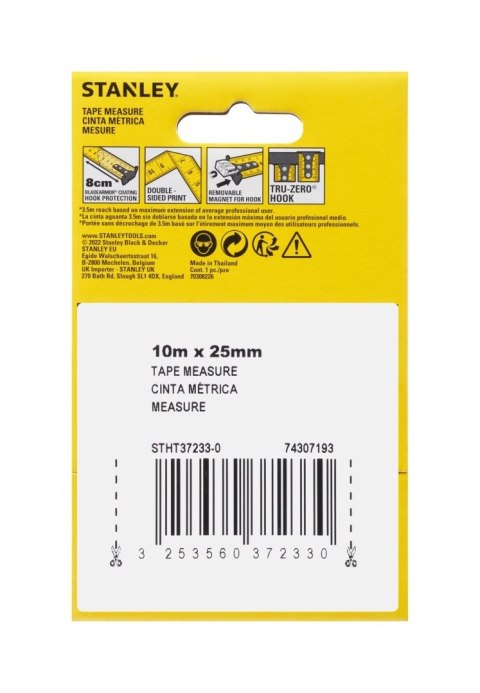 Miara taśma zwijana Control lock 10m miarka zwijak metrówka STHT37233 STANLEY