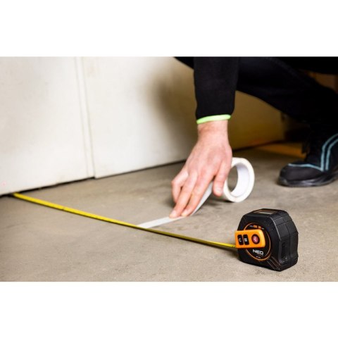Miara zwijana taśma miernicza 5m z wbudowanym dalmierzem laserowym 40m NEO TOOLS 67-100 Miara zwijana taśma miernicza 5m z wbudowanym dalmierzem laserowym 40m NEO TOOLS 67-100