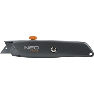 NÓŻ NOŻYK Z OSTRZEM TRAPEZOWYM CHOWANYM METALOWY KORPUS PROFESJONALNY NEO TOOLS 63-702