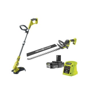 Nożyce do żywopłotu 55cm i podkaszarka 30cm 18V ONE+ w zestawie z akumulatorem 2.0Ah i ładowarką RY18LT18HTA-120