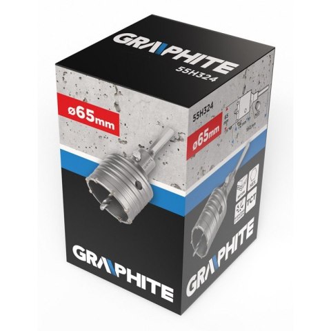 Otwornica widiowa 65 mm z adapterem HEX i wiertłem pilotującym GRAPHITE 55H324