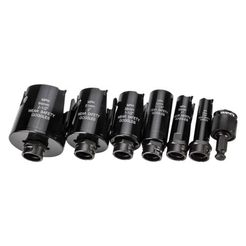 Otwornice stalowe z ostrzem z węglika spiekanego 19, 25, 30, 38, 40, 68 mm, GRAPHITE 57H923