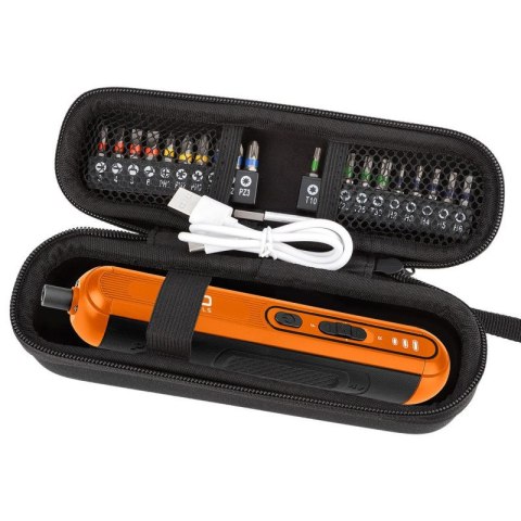 NEO TOOLS Wkrętak Akumulatorowy Śrubokręt 4V, USB-C + Zestaw Bitów Etui