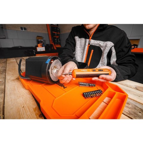NEO TOOLS Wkrętak Akumulatorowy Śrubokręt 4V, USB-C + Zestaw Bitów Etui