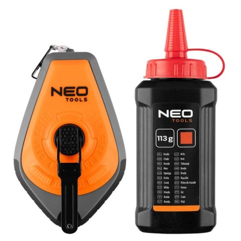 Sznurek traserski z przekładnią 3:1 + kreda czerwona barwnik NEO TOOLS