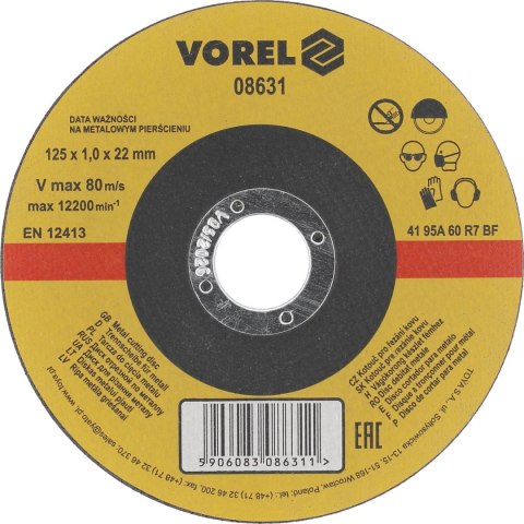 08631 TARCZA DO CIĘCIA METALU 125X1X22 VOREL 08631 TARCZA DO CIĘCIA METALU 125X1X22 VOREL