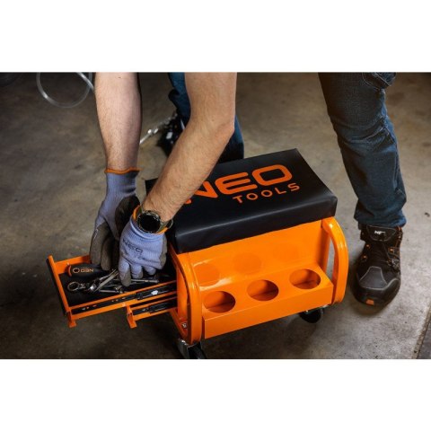 TABORET WARSZTATOWY STOŁEK ROBOCZY KRZESŁO z szufladami KÓŁKA NEO TOOLS 11-605