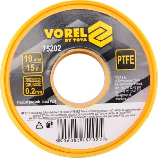 TAŚMA TEFLONOWA PTFE 15MX19MMX0.2MM TAŚMA PTFE 15MX19MMX0.2MM VOREL 75202