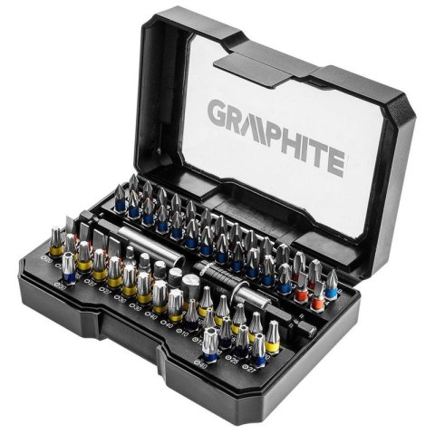 ZESTAW BITÓW W KASECIE BITY KOŃCÓWKI WKRĘTAKOWE Z UCHWYTEM 60szt GRAPHITE 56H600