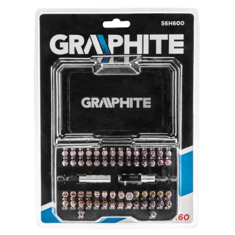 ZESTAW BITÓW W KASECIE BITY KOŃCÓWKI WKRĘTAKOWE Z UCHWYTEM 60szt GRAPHITE 56H600