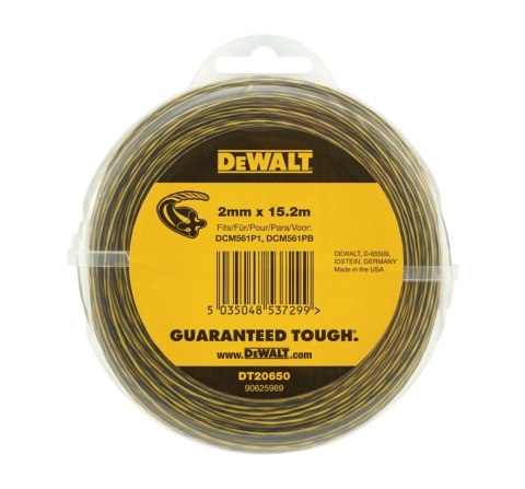 Żyłka do podkaszarki szpulka 2mm x 15m DEWALT DT20650-QZ Żyłka do podkaszarki szpulka 2mm x 15m DEWALT DT20650-QZ