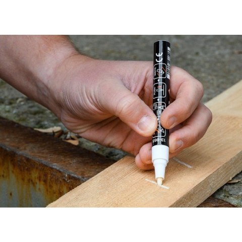 MARKER BUDOWLANY, BIAŁY, PERMANENTNY, WODOODPORNY, LAKIEROWY, ALUMINIOWY, WIELOKROTNOŚĆ 12 SZT.