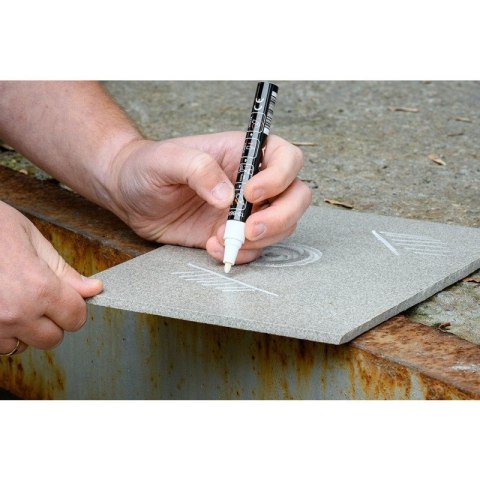 MARKER BUDOWLANY, BIAŁY, PERMANENTNY, WODOODPORNY, LAKIEROWY, ALUMINIOWY, WIELOKROTNOŚĆ 12 SZT.