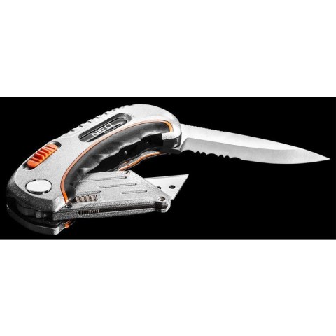 NÓŻ UNIWERSALNY SKŁADANY, OSTRZE TRAPEZOWE + NÓŻ, NYLONOWE ETUI + 5 OSTRZY NEO 63-710 NEO TOOLS
