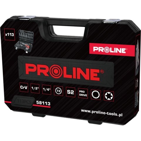 58113 Zestaw kluczy nasadowych 113 szt. 1/2 1/4 Proline