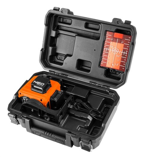 75-104 LASER 3D, CZERWONY, WALIZKA, TARCZA CELOWNICZA, MAGNETYCZNY UCHWYT, ŁADOWARKA NEO TOOLS 75-104 LASER 3D, CZERWONY, WALIZKA, TARCZA CELOWNICZA, MAGNETYCZNY UCHWYT, ŁADOWARKA NEO TOOLS