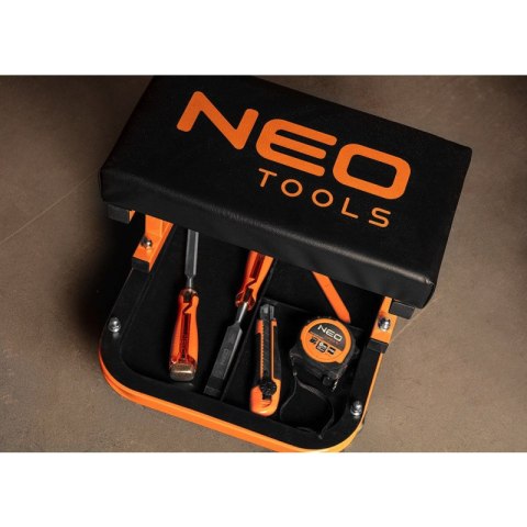 TABORET WARSZTATOWY STOŁEK ROBOCZY KRZESŁO KÓŁKA 360° PÓŁKA NA NARZĘDZIA NEO TOOLS 11-604