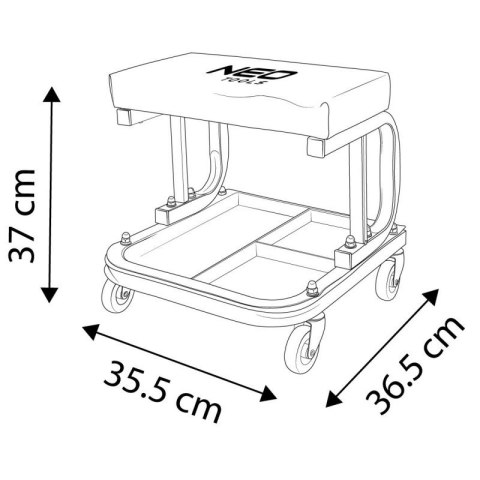 TABORET WARSZTATOWY STOŁEK ROBOCZY KRZESŁO KÓŁKA 360° PÓŁKA NA NARZĘDZIA NEO TOOLS 11-604