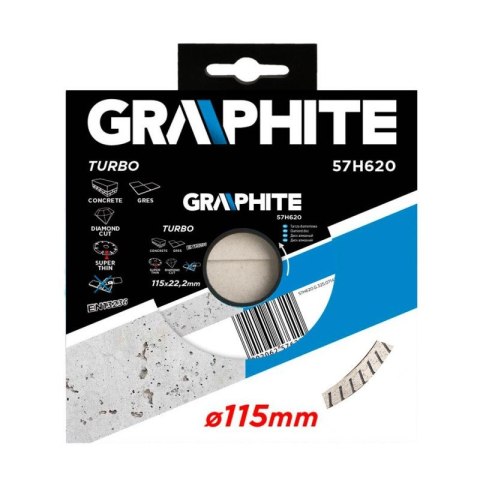 TARCZA DIAMENTOWA 115 X 22.2 MM do szlifierki, TURBO SUPER CIENKA GRAPHITE 57H620