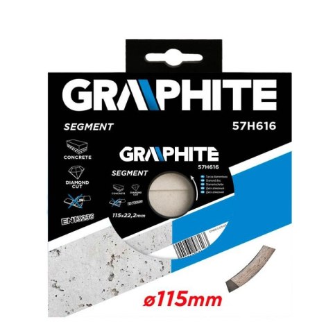 TARCZA TNĄCA DIAMENTOWA DO SZLIFIERKI 115 X 22.2 MM, SEGMENTOWA GRAPHITE 57H616
