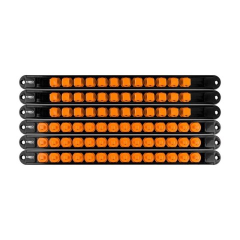 UCHWYTY NA NASADKI LISTWA 1/4", 3/8", 1/2" - ZESTAW 6 SZT. 08-002 NEO TOOLS UCHWYTY NA NASADKI LISTWA 1/4", 3/8", 1/2" - ZESTAW 6 SZT. 08-002 NEO TOOLS