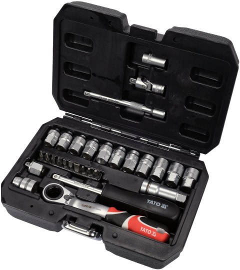 YATO KLUCZE NASADKI SPLINE PRZELOTOWE ZESTAW KLUCZY 1/4'' 29 ELEMENTY