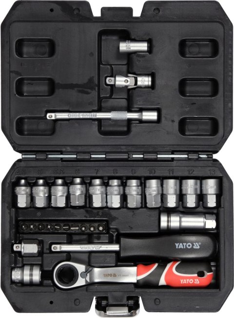 YATO KLUCZE NASADKI SPLINE PRZELOTOWE ZESTAW KLUCZY 1/4'' 29 ELEMENTY