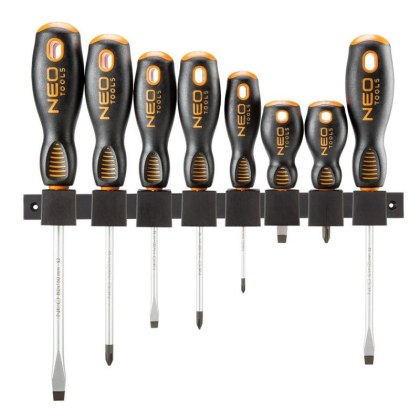 ZESTAW ŚRUBOKRĘTÓW WKRĘTAKI 8 SZTUK Z MAGNESEM PŁASKICH I KRZYŻOWYCH 04-207 NEO TOOLS 04-207