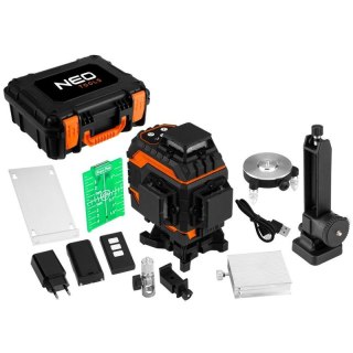 LASER 3D, 16 LINII, ZIELONY, WALIZKA, TARCZA CELOWNICZA UCHWYT NEO TOOLS 75-141