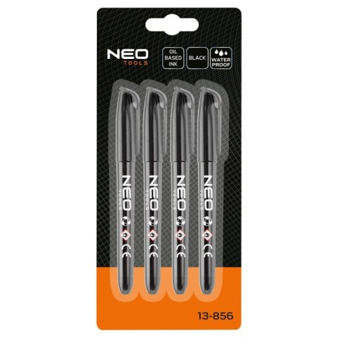Marker budowlany, czarny, permanentny, wodoodporny, olejowy 4 szt NEO TOOLS