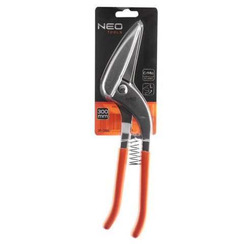 NOŻYCE DO CIĘCIA BLACHY STALOWEJ PELIKAN LEWE CHROMOWANE 300 mm DEKARSKIE NEO TOOLS