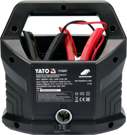 PROSTOWNIK SAMOCHODOWY Z ROZRUCHEM DO KLEMY BOOSTER 15A 12V 300 Ah YT-83037