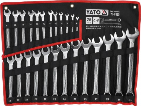 YATO ZESTAW KLUCZY PŁACHTA KLUCZE PŁASKO-OCZKOWE 6-32mm 25 SZTUK