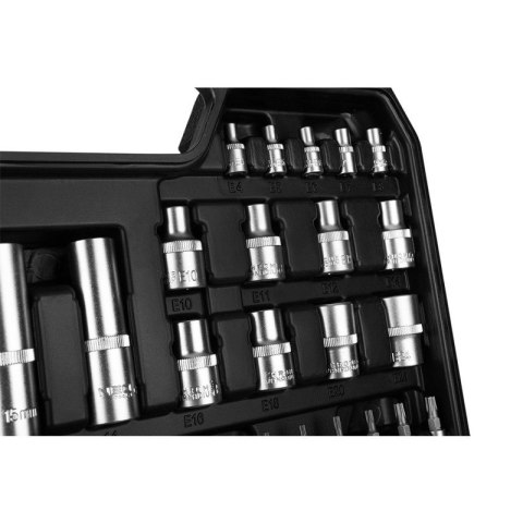 ZESTAW KLUCZY NASADOWYCH 110e 1/2" 1/4" TORX BITY SATYNA WALIZKA 10-211 NEO TOOLS