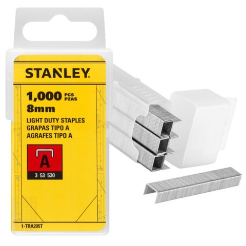Zszywki typ A 8 mm 1000 sztuk galwanizowane do zszywacza tapicerskiego ręcznego STANLEY TRA205T
