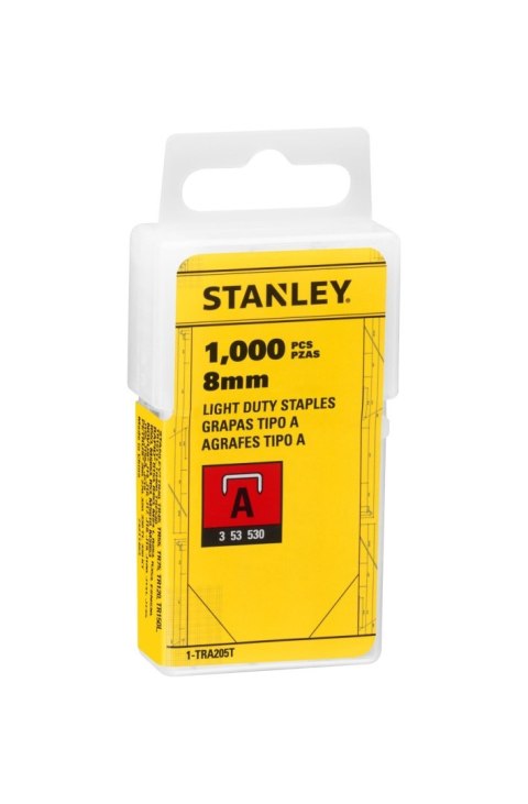 Zszywki typ A 8 mm 1000 sztuk galwanizowane do zszywacza tapicerskiego ręcznego STANLEY TRA205T