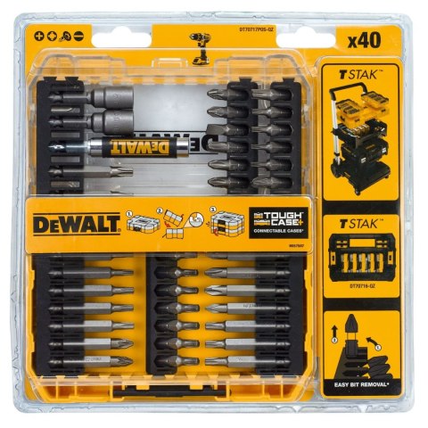 ZESTAW BITÓW WKRĘTAKÓW DO WKRĘTARKI KOŃCÓWEK 40 SZTUK ELEMENTÓW TSTAK ToughCase DeWALT DT70717