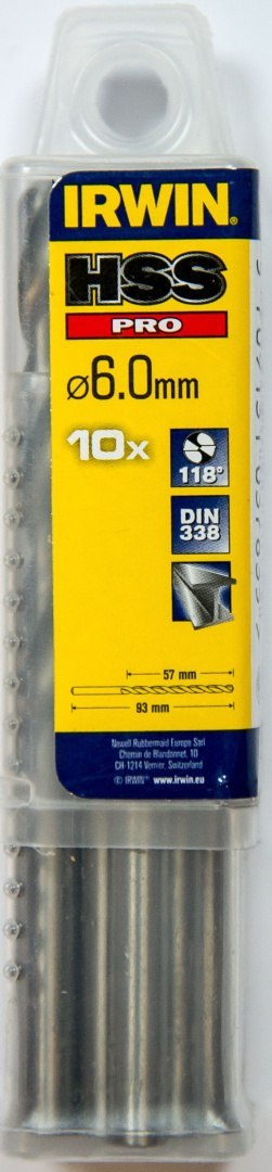 ZESTAW WIERTEŁ DO METALU 10 SZTUK Wiertło HSS PRO DIN-338 6.00 IRWIN