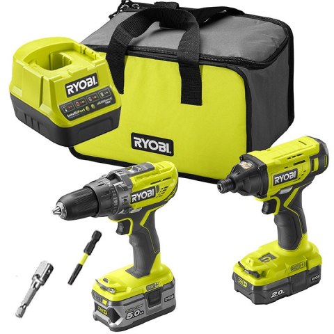Zestaw Ryobi Wkrętarka R18PD3, klucz udarowy R18ID2 5Ah+2Ah R18PDID2-252S Zestaw Ryobi Wkrętarka R18PD3, klucz udarowy R18ID2 5Ah+2Ah R18PDID2-252S