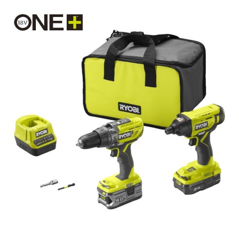 Zestaw Ryobi Wkrętarka R18PD3, klucz udarowy R18ID2 5Ah+2Ah R18PDID2-252S Zestaw Ryobi Wkrętarka R18PD3, klucz udarowy R18ID2 5Ah+2Ah R18PDID2-252S