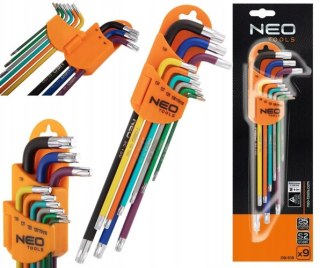 KLUCZE TORX T10-50, ZESTAW 9 SZT., KOLOROWE 09-518 NEO TOOLS
