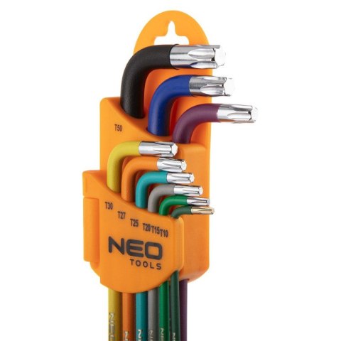 KLUCZE TORX T10-50, ZESTAW 9 SZT., KOLOROWE 09-518 NEO TOOLS