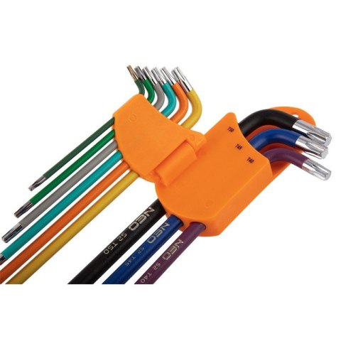 KLUCZE TORX T10-50, ZESTAW 9 SZT., KOLOROWE 09-518 NEO TOOLS