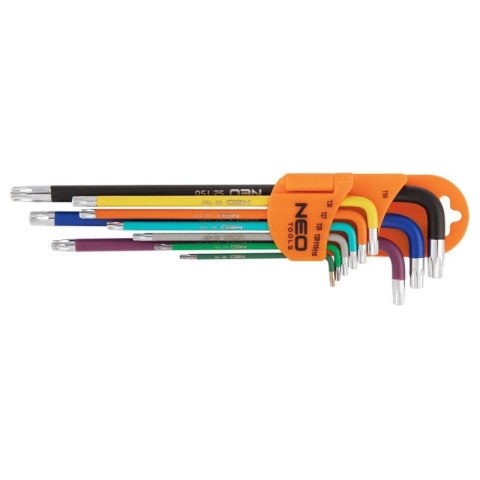 KLUCZE TORX T10-50, ZESTAW 9 SZT., KOLOROWE 09-518 NEO TOOLS