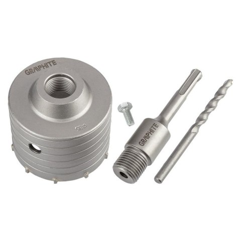 OTWORNICA WIDIOWA 85MM Z ADAPTEREM SDS+ ORAZ WIERTŁEM PILOTUJĄCYM 55H323 GRAPHITE OTWORNICA WIDIOWA 85MM Z ADAPTEREM SDS+ ORAZ WIERTŁEM PILOTUJĄCYM 55H323 GRAPHITE